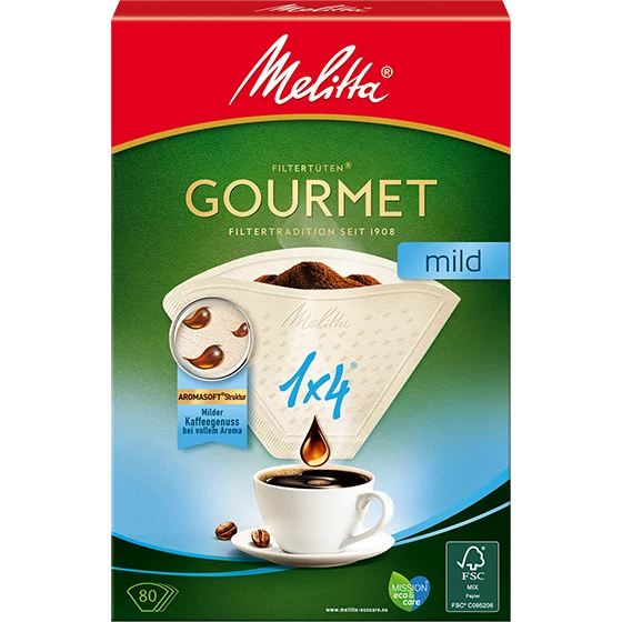 Melitta Gourmet® kaffefilter mild, 1x4® Produktbild på Melitta Gourmet® Filter Bags® Mild, 1x4® Filter Bags® - 1