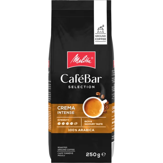Melitta® CaféBar Crema Intense - Rich & Rounded 100% Arabica Ground Coffee, 250g