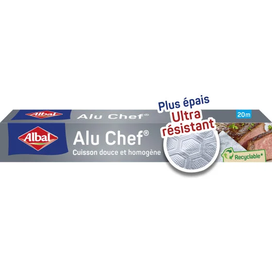 Papier Aluminium Alu Chef Epais et Ultra-résistant 20m ALBAL Papier Aluminium Alu Chef Epais et Ultra-résistant 20m ALBAL