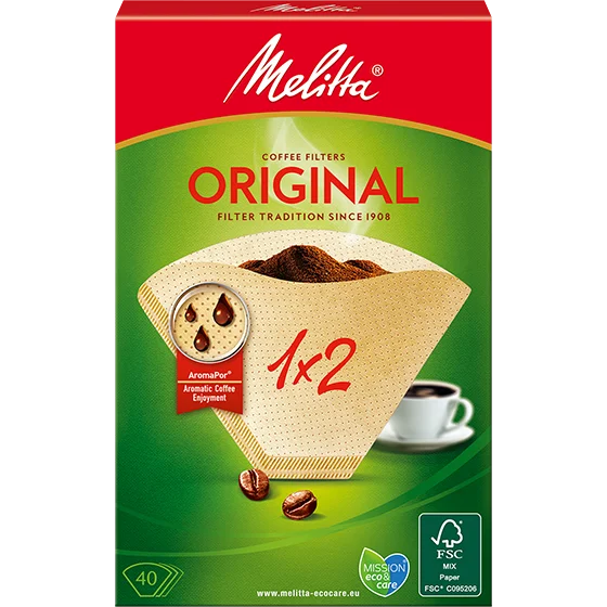 Melitta® Original filtros de café 1x2/40 Imagen del producto Melitta® Original, 1x2®, marrón, 40 unidades. Bolsas de filtro® - 1