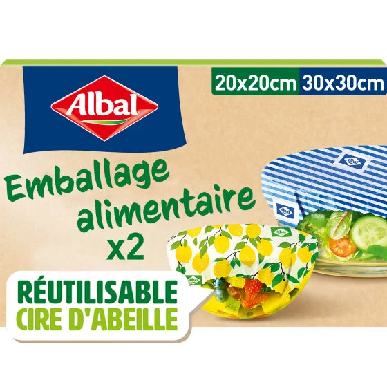 Emballages alimentaire à la cire d'abeille x2 ALBAL  Emballages alimentaire à la cire d'abeille x2 ALBAL