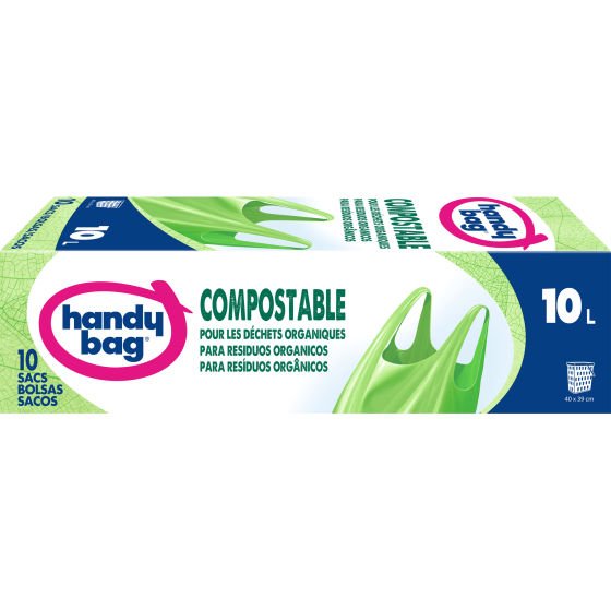 Sacs poubelle poignées Compostable 10L x10, Handy Bag