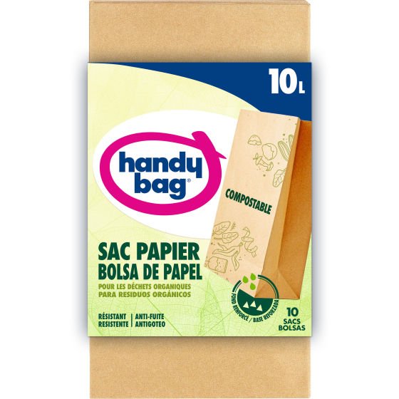 Sacs poubelle papier Compostable 10L x10, Handy Bag