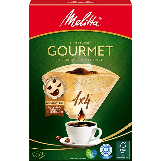 Melitta Gourmet® Kaffefilter, 1x4®, brun Produktbild av Melitta Gourmet® Filter Bags®, 1x4®, brun Filter Bags® - 1