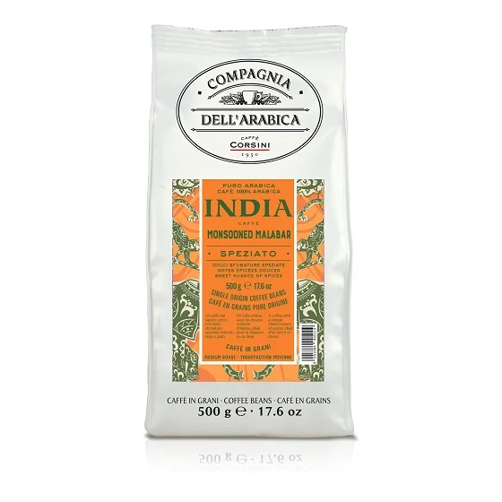 Caffè Corsini India Monsooned Malabar 100% Arabica, 500g Image du produit : grains de café Malabar Monsooned de Caffè Corsini, Inde, 500 g, - 1