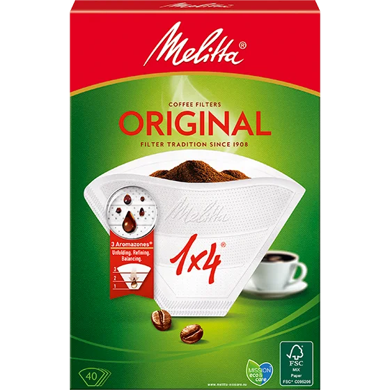 Melitta® Original, 1x4®, 40 unidades, blancos Imagen del producto Melitta® Original, 1x4®, 40 piezas, bolsas de filtro blancas® - 2