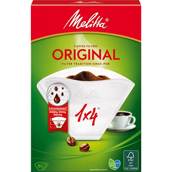 Imagen del producto Melitta® Original, 1x4®, 80 piezas, bolsas de filtro blancas®, - 1