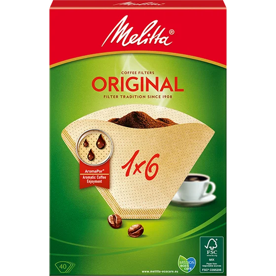 Melitta® Original, 1x6®, brun Produktbillede af Melitta® Original, 1x6®, brun, 40 stk. Filterposer®, - 1