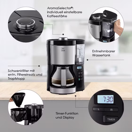 Produktbild von LOOK® Timer Filterkaffeemaschine, Schwarz - 30
