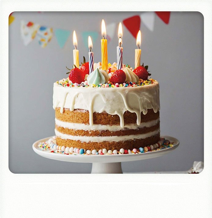 Polaroid Torte 60 Jahre FCM Polaroid Bild Torte mit Kerzen