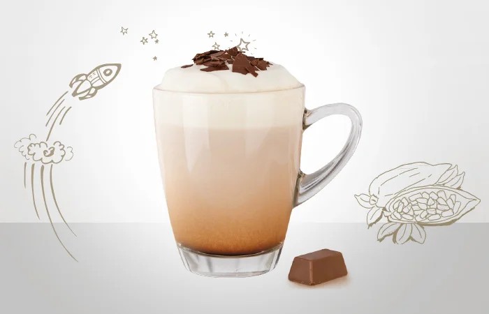 a delicious Melitta hot chocolate with topping
