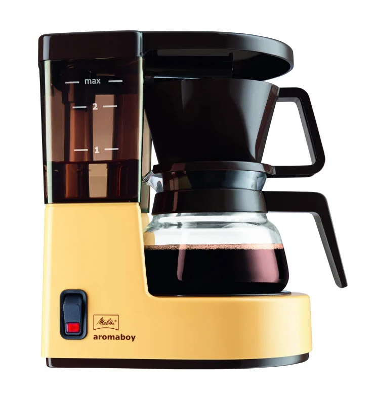 Melitta Aromaboy koffiemachine, zij aanzicht in beige bruin