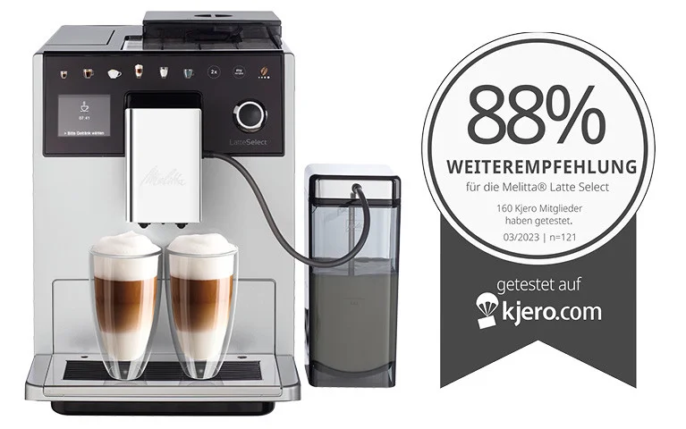 Melitta LatteSelect mit 88% kjero Weiterempfehlung Siegel